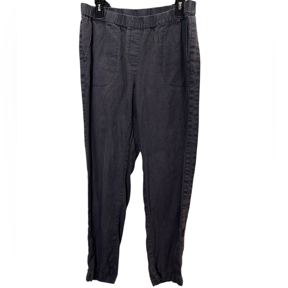 J. Jill Pure Jill Lagenlook Dark Gray 100% Linen Lightweight Breezy Pants sz M